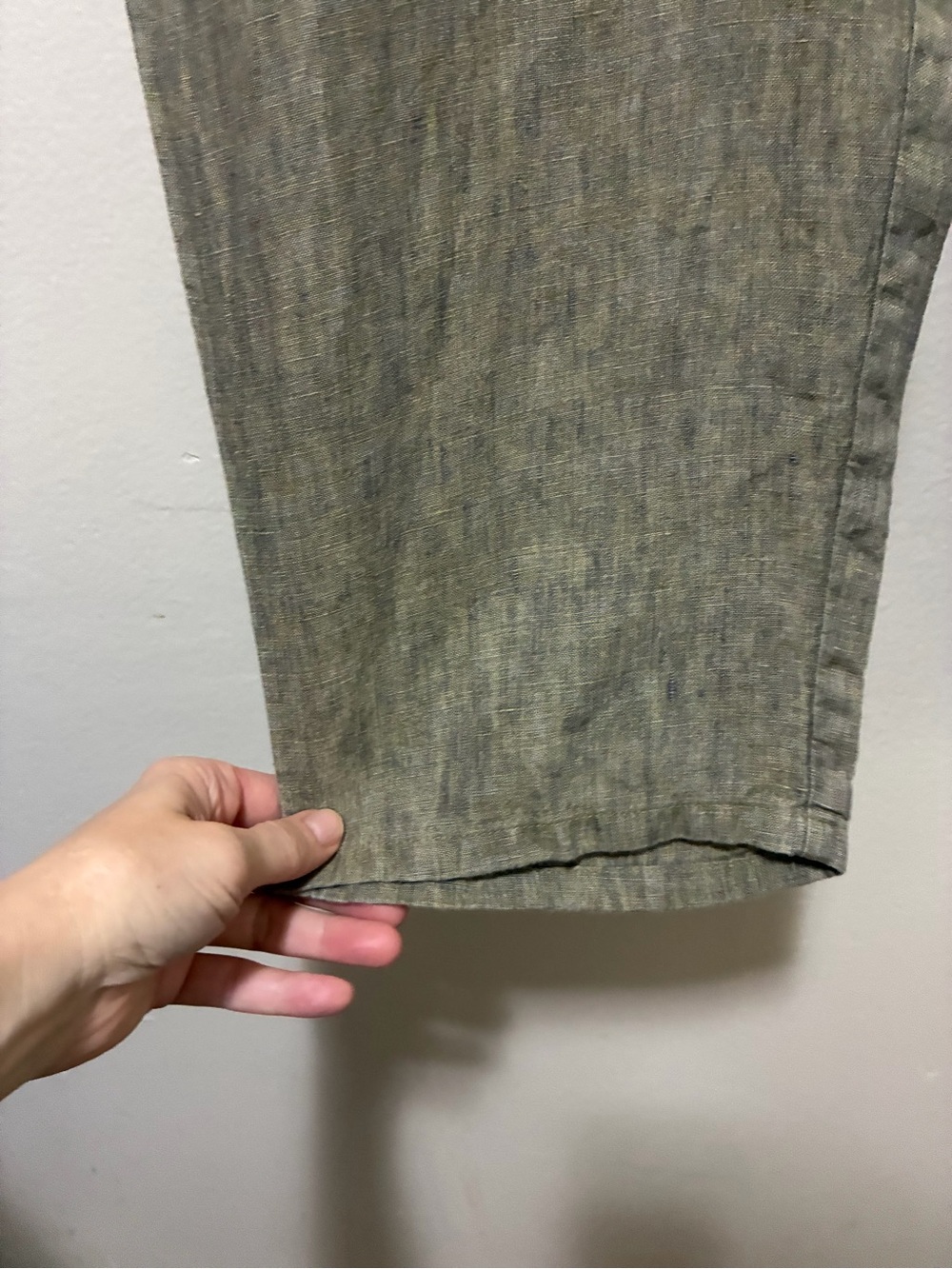 Eileen Fisher olive green washed organic linen delave lantern pants size large - Picture 4 of 7